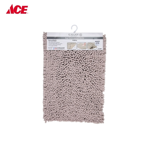 CASCADE 40x60cm Chenille Absorbent Bath Mat - Beige (GS-40X60B)