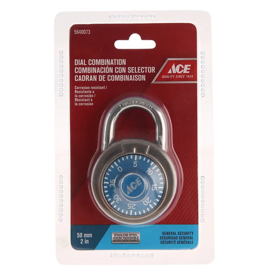 ACE 50mm Combination Padlock - Blue