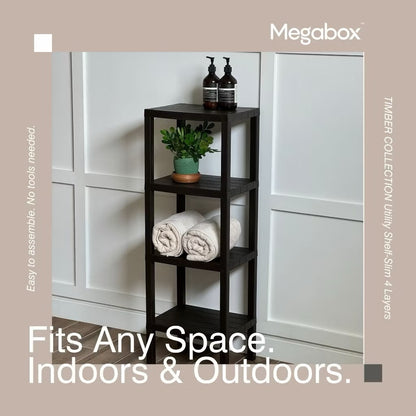 MEGABOX 4-Layer Timber Collection Utility Shelf - Espresso