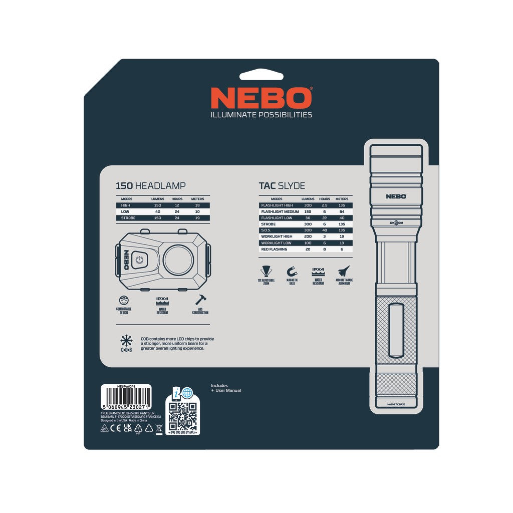 NEBO Flashlight and Headlamp Duo Pack
