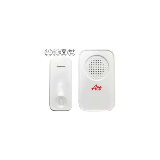 ACO Wireless Plug-In Doorbell with Kinetic Bell Push Rectangular - White (ACODBRTLWHITE)