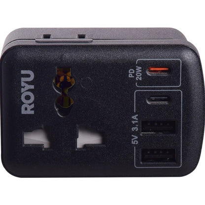 ROYU International Flat Adapter with USB - 2A+1C++1 (REDPL128/B)