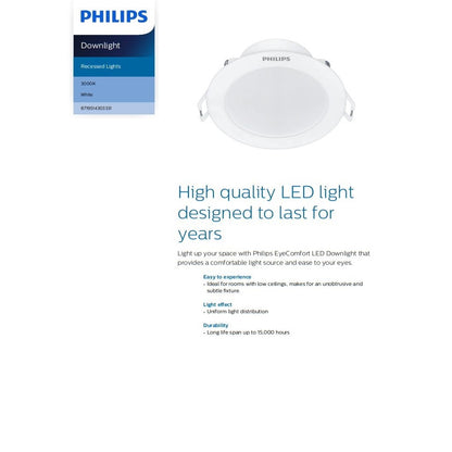 PHILIPS 10W Eridani Recessed Downlight DL190B LED8 D125 10W 830 WH SNI