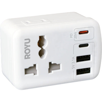 ROYU International Flat Adapter with USB 2A+1C+1 FAST C (REDPL128/W)