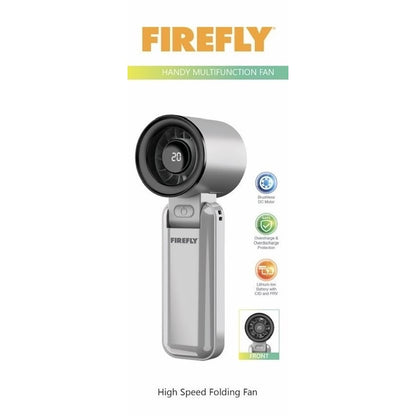 FIREFLY Rechargeable Folding High Speed Fan - Grey/Black (FEL820)