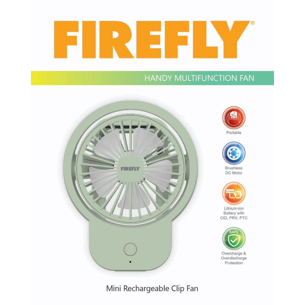 FIREFLY Mini Rechargeable Clip Fan - Green (FEL 815)