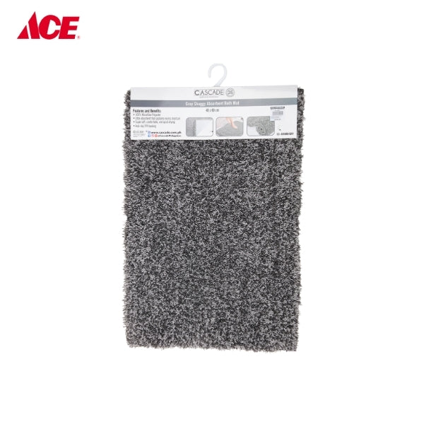 CASCADE 40x60cm Shaggy Absorbent Bath Mat - Gray (GS40X60D)