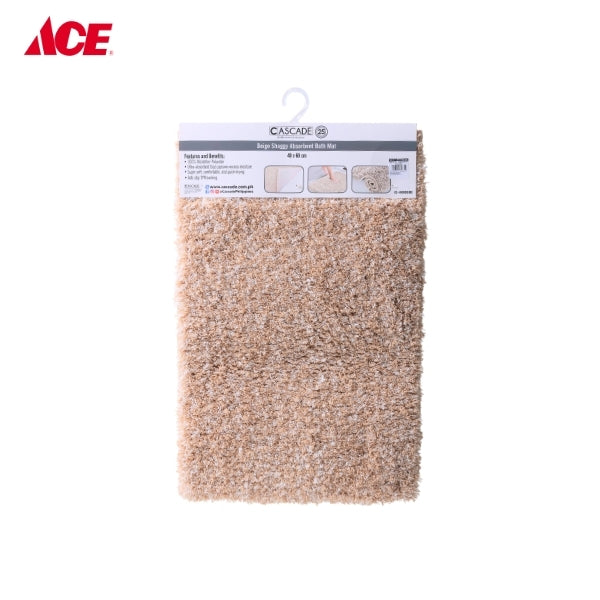 CASCADE Shaggy Absorbent Bath Mat - Beige (GS40X60D)