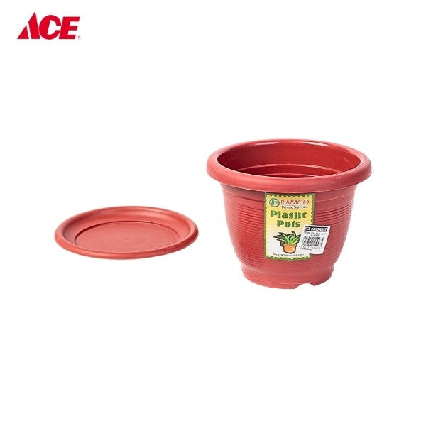 RAMGO SImplee Plastic Pot and Saucer - Terra