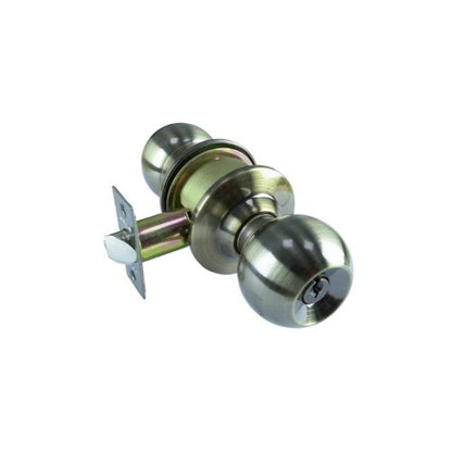 ARGO Cylindrical Entrance Knobset Round Antique Brass