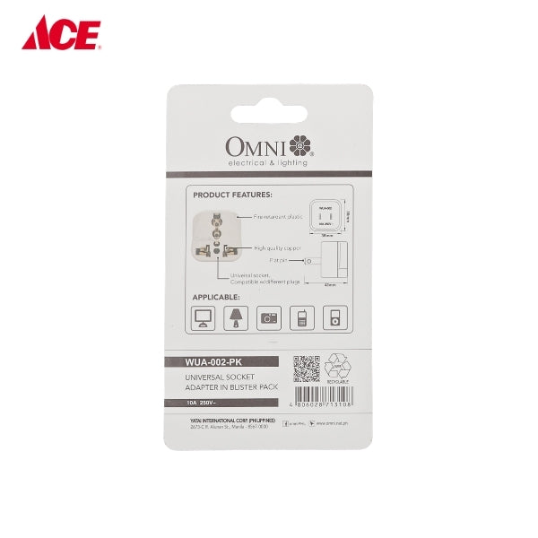 OMNI Universal Socket Adapter 10A WUA-002 PK