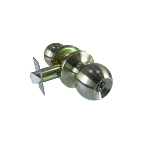 ARGO Tubular Knobset Entrance Round Antique Brass