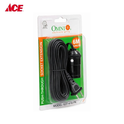 OMNI Push Through Socket Extension Cord 6M E27-616