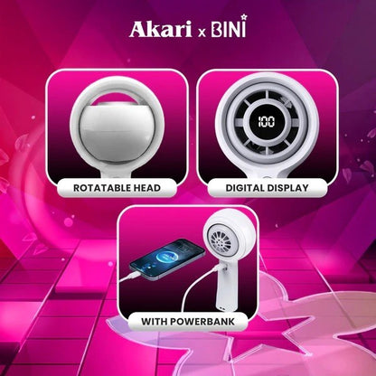 AKARIxBINI Rechargeable LolliFan With Powerbank White ABF EB6W 6W