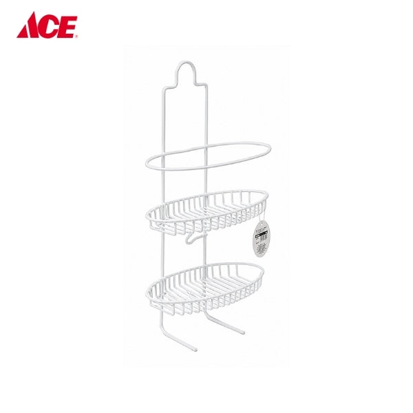 DURABLE Shower Caddy with 2-Hooks - White