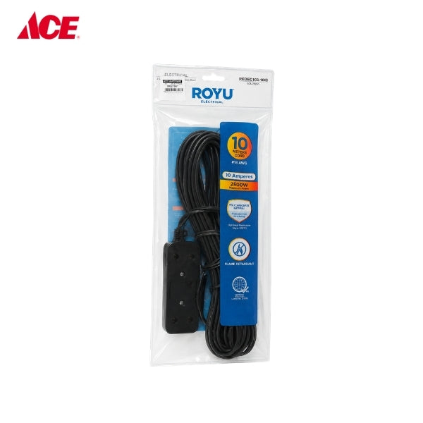 ROYU 3 Gang Extension Cord - Black (REDEC103-10/B)