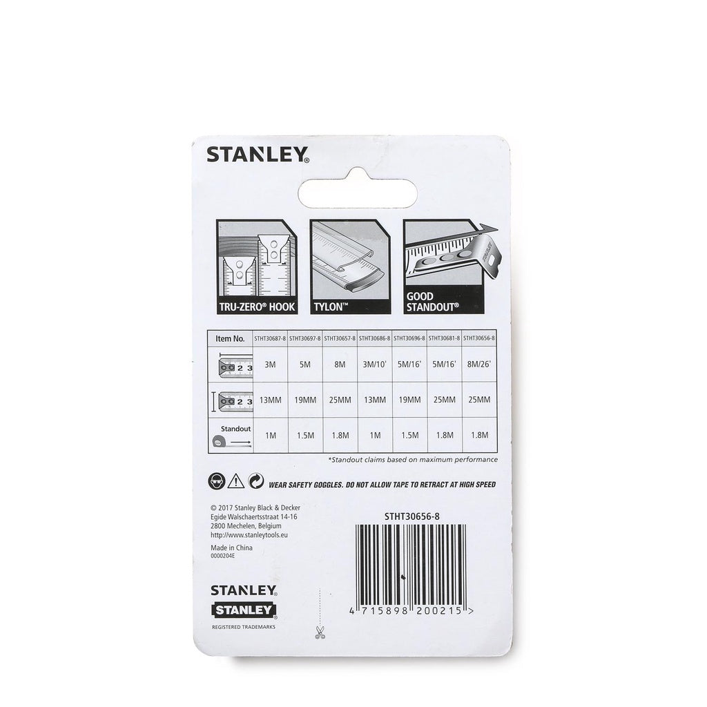 STANLEY 8m Tylon Measuring Tape Ruler