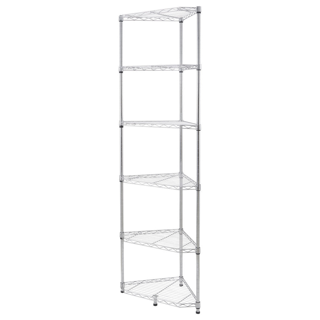 ACE 16x16x22x72" Adjustable Chrome Triangular Corner Shelving