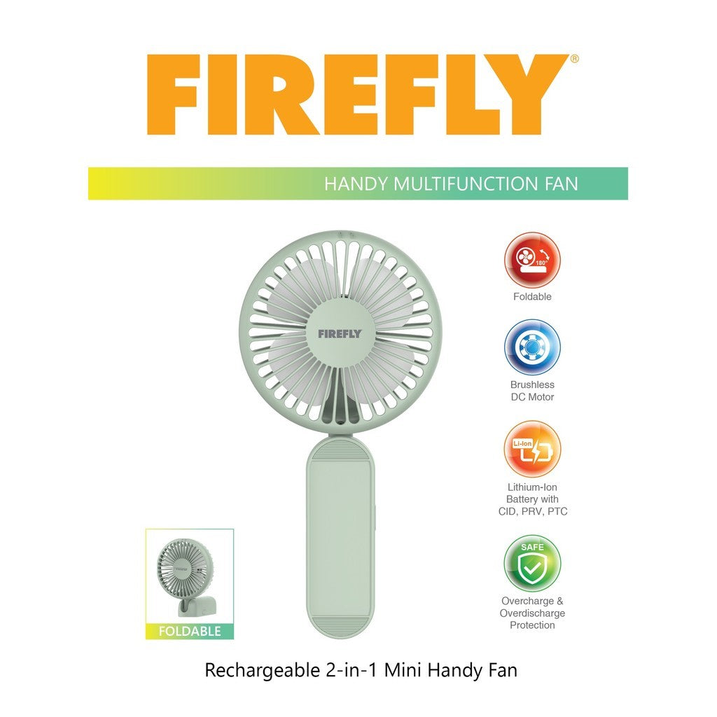 FIREFLY 2-In-1 Rechargeable Handy Fan FEL816G Green