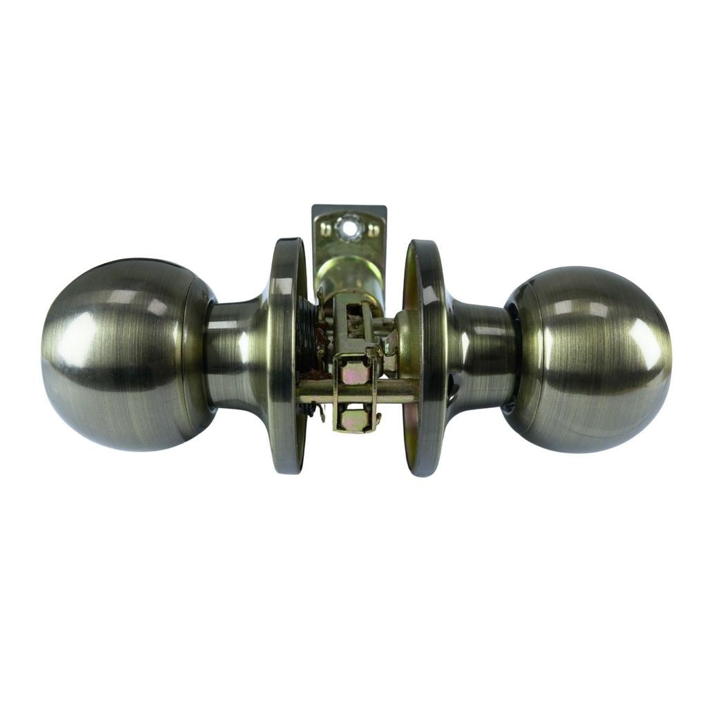 ARGO Tubular Knobset Entrance Round Antique Brass