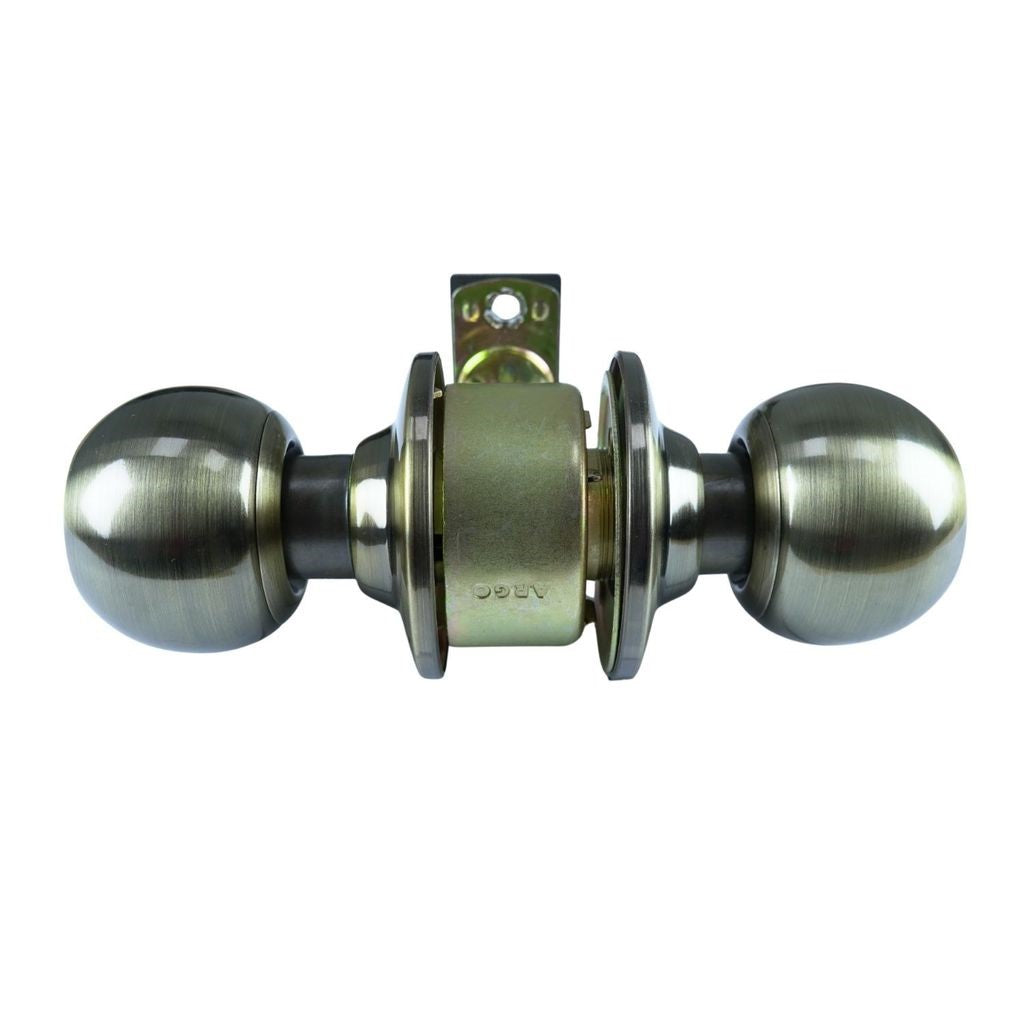 ARGO Cylindrical Entrance Knobset Round Antique Brass