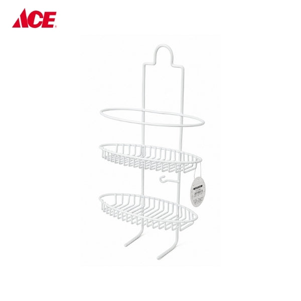DURABLE Shower Caddy with 2-Hooks - White