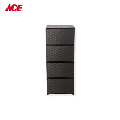 MEGABOX 4-Layer Boho Slim Drawer Rattan Design - Dark Brown (MG-164)