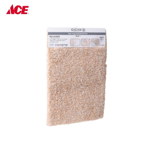 CASCADE Shaggy Absorbent Bath Mat - Beige (GS40X60D)