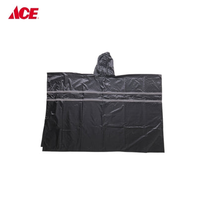 HERCULES Polyester Poncho Raincoat with Reflector Strips - Black (#2511)