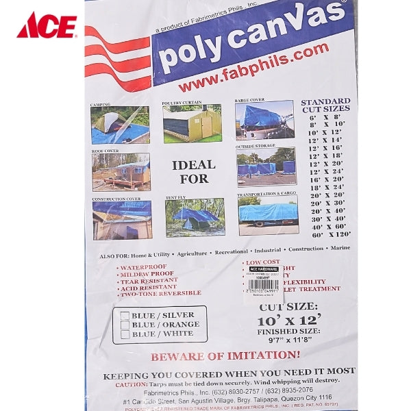 POLY CANVAS 10x12ft. Tarpaulin - Blue/Silver