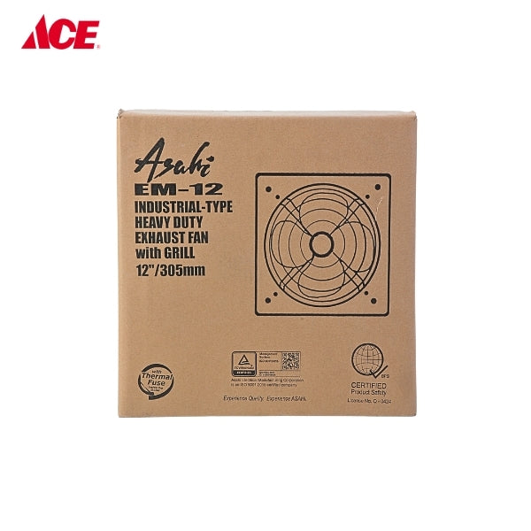 ASAHI 12" Industrial-Type Exhaust Fan with Grill (EM-12)