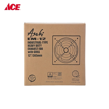 ASAHI 12" Industrial-Type Exhaust Fan with Grill (EM-12)