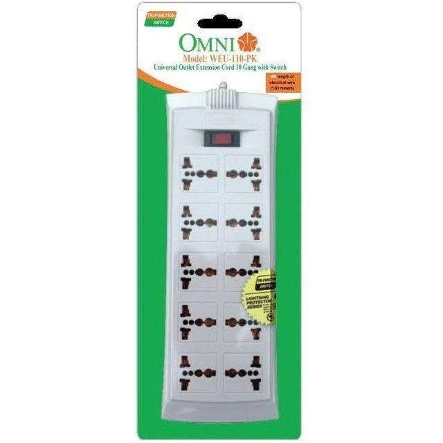OMNI Universal Outlet Extension Cord 10Gang With Switch WEU 110 PK