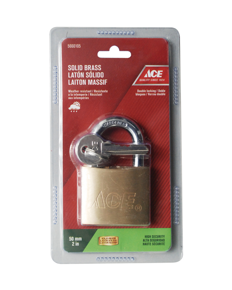 ACE 50mm Brass Padlock HI SEC