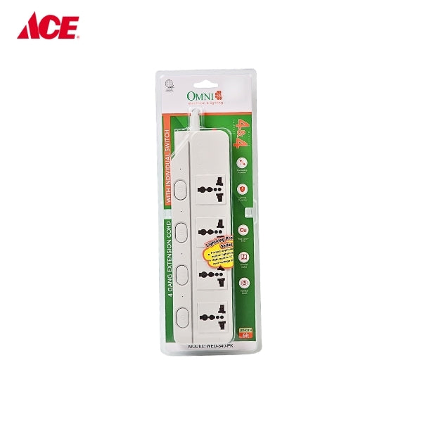 OMNI Extension Cord Set With Ind. Switch 4Gang WED-340-PK