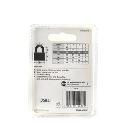 YALE 30mm Brass Padlock