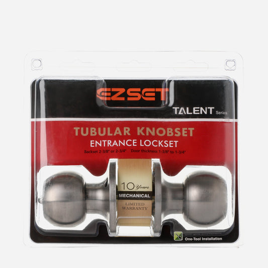 EZSET Talent Series Stainless Steel Entrance Tubular Doorknob Lock Set (EZTLT300SS)