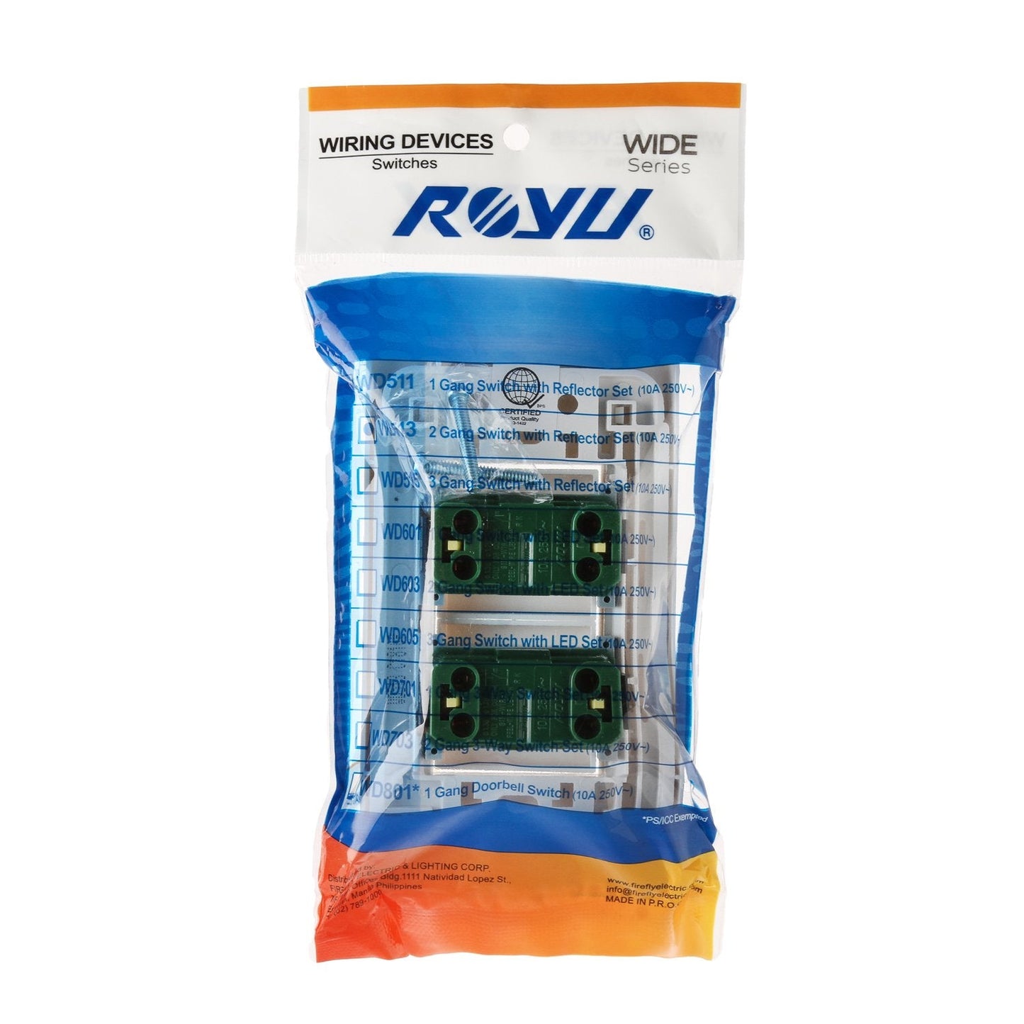 ROYU 2-Gang 1-Way Light Switch