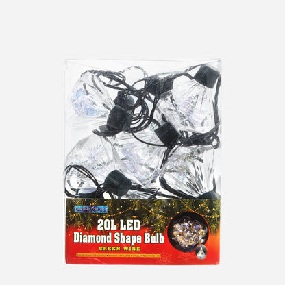 YULETIDE FANTASY 8.83m 20 Diamond Bulb LED Christmas Lights - Red