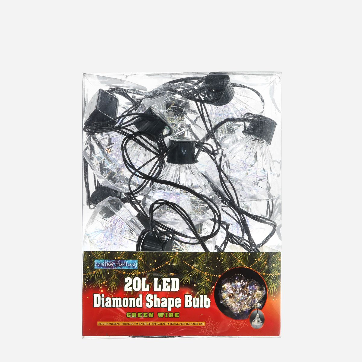 YULETIDE FANTASY 8.83m 20 Diamond Bulb LED Christmas Lights - Warm White