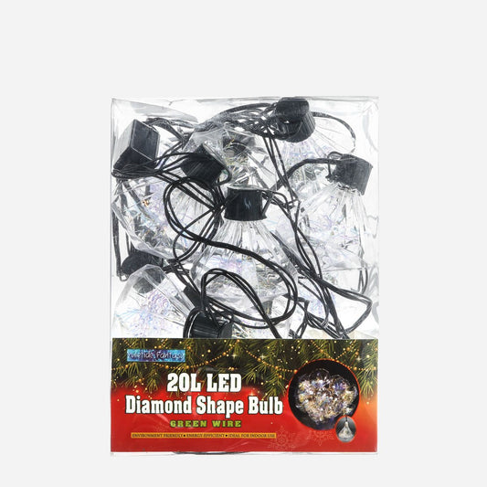 YULETIDE FANTASY 8.83m 20 Diamond Bulb LED Christmas Lights - Warm White