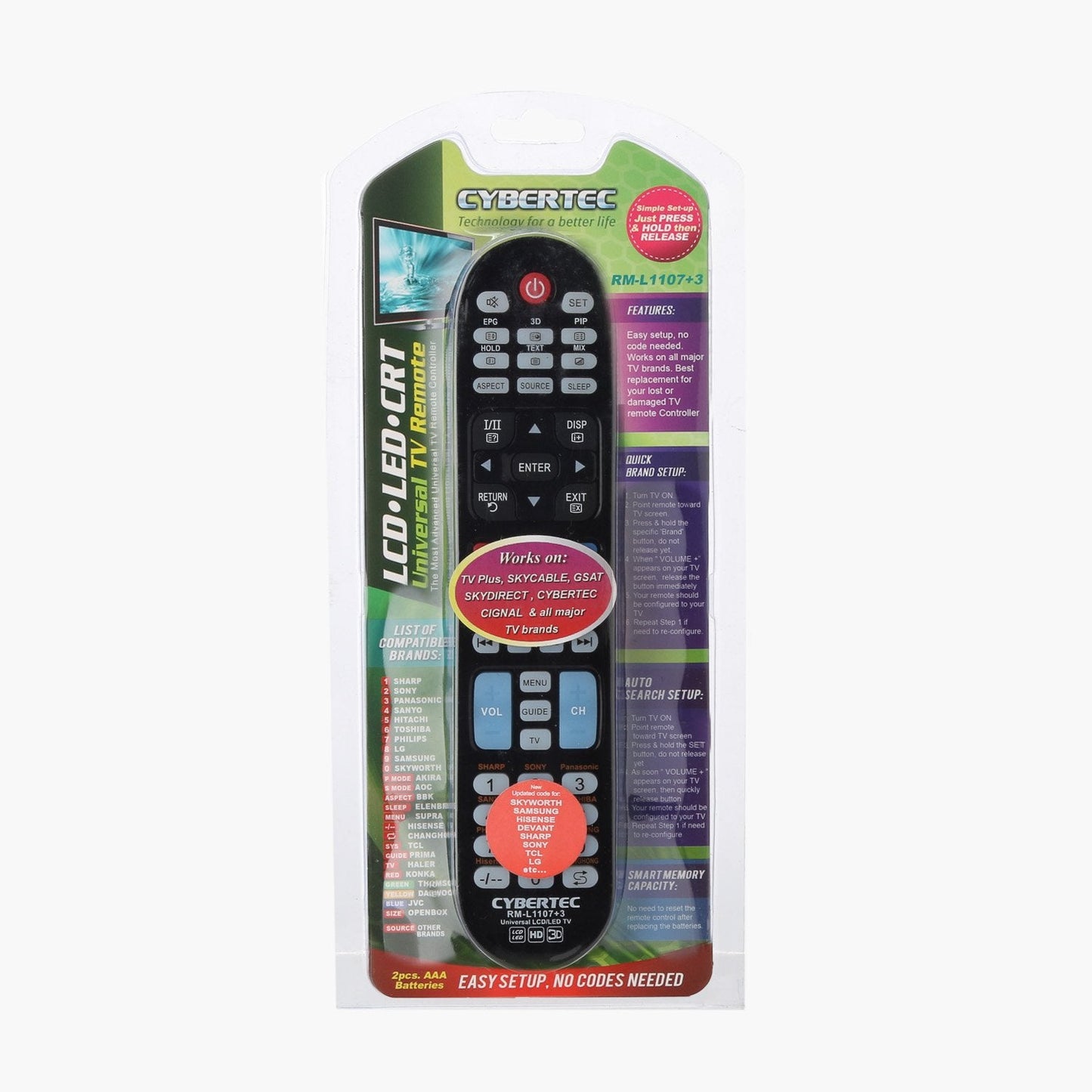 CYBERTEC Universal TV Remote (RM-L1107+3)