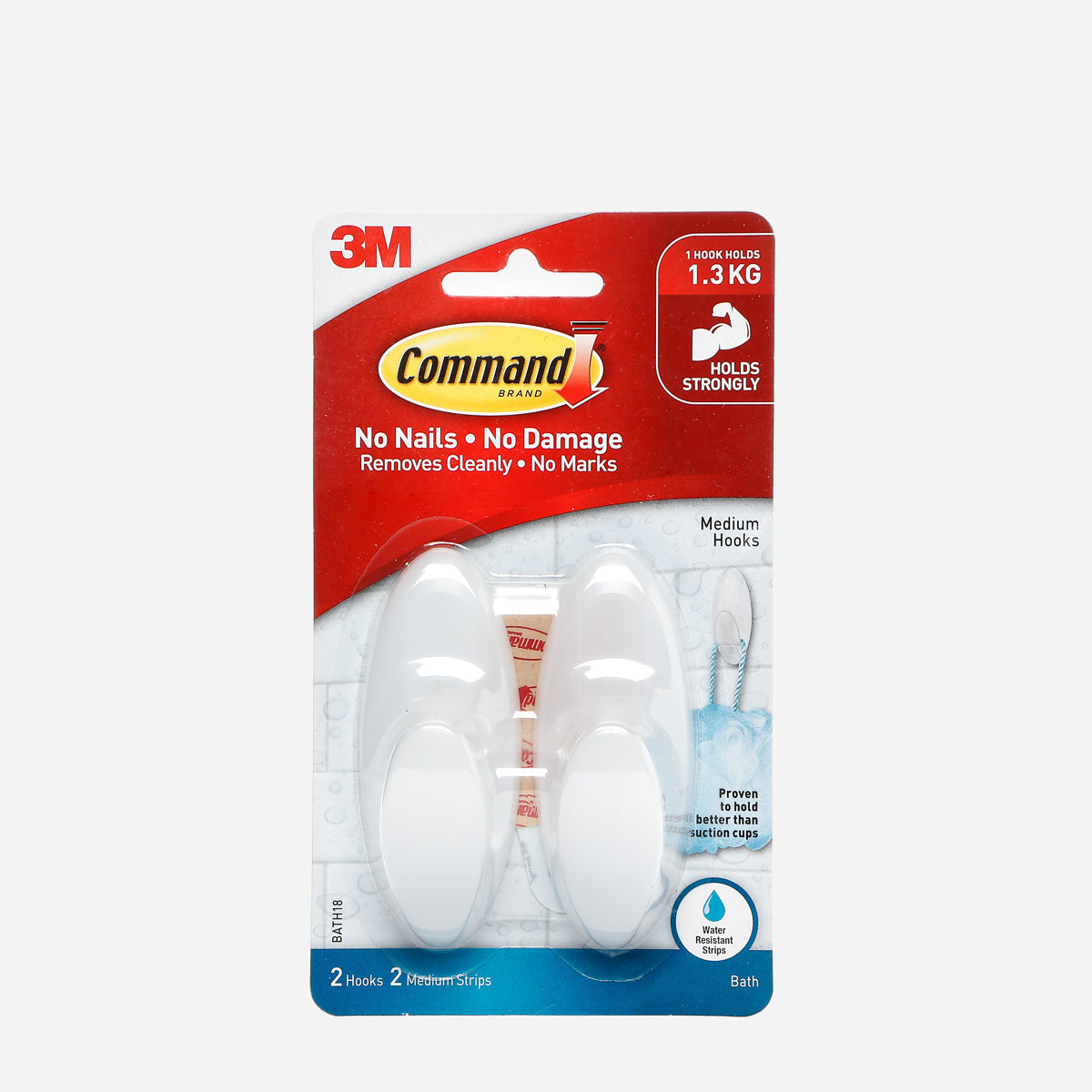 3M Command 2-Pack Medium Bath Hooks – Frosted White