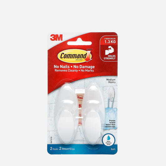 3M Command 2-Pack Medium Bath Hooks – Frosted White