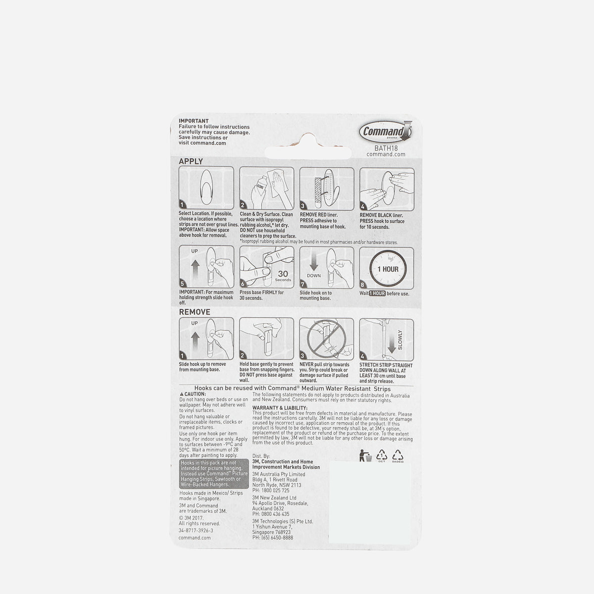 3M Command 2-Pack Medium Bath Hooks – Frosted White