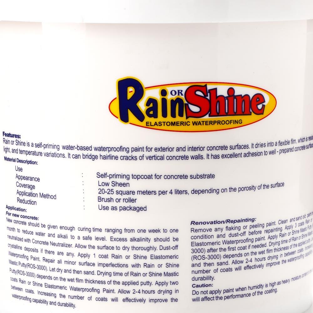 RAIN OR SHINE 4L Elastomeric Waterproofing Paint - Ivory (ROS-862)