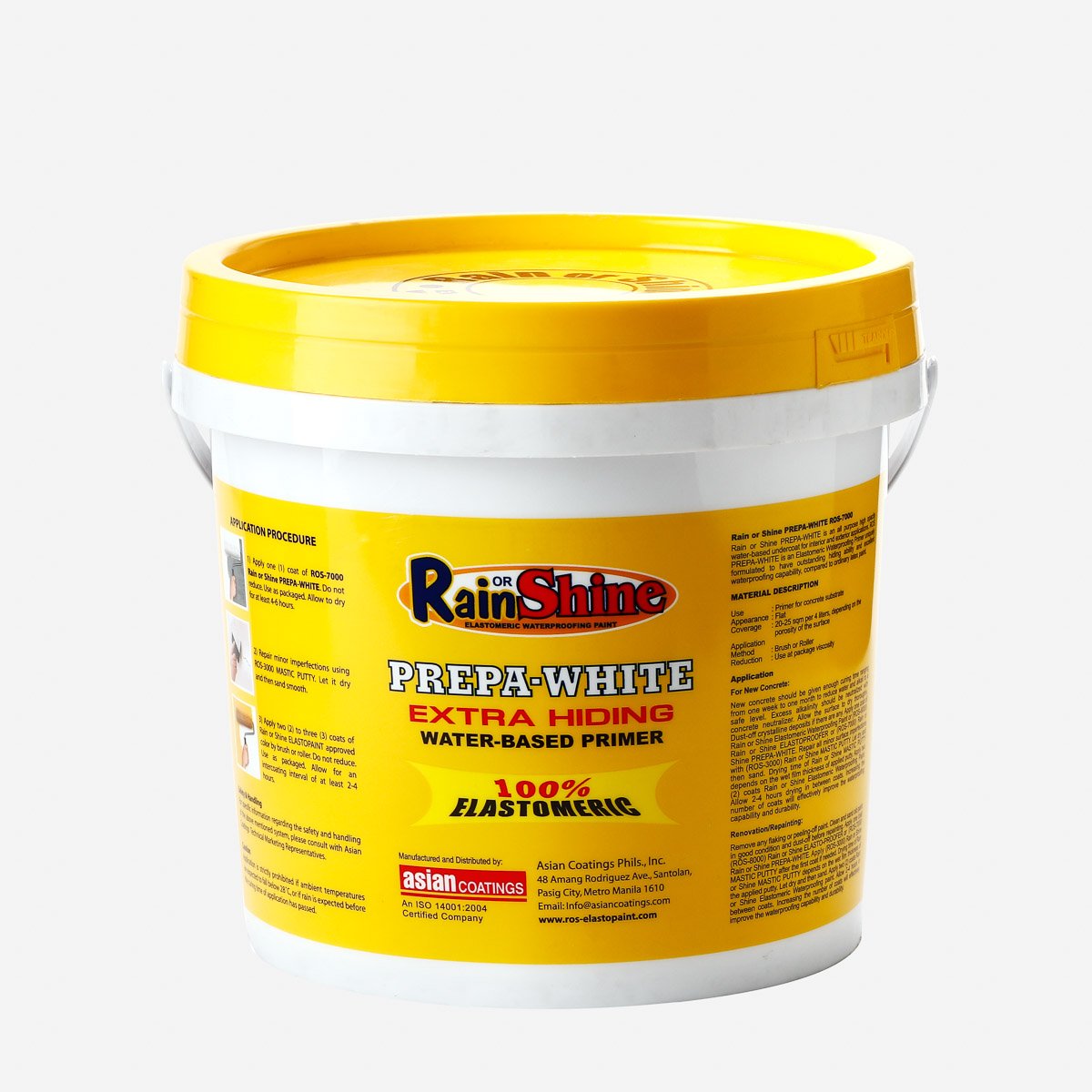 RAIN OR SHINE  4L Prepa-White Elastomeric Waterproofing Paint (ROS-7000)