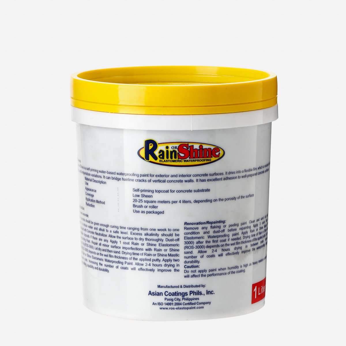 RAIN OR SHINE 1L Black Elastomeric Waterproofing Paint (ROS-111)