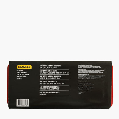 STANLEY 37 Piece A/F & Metric 1/4in. & 3/8in. Drive Socket Set