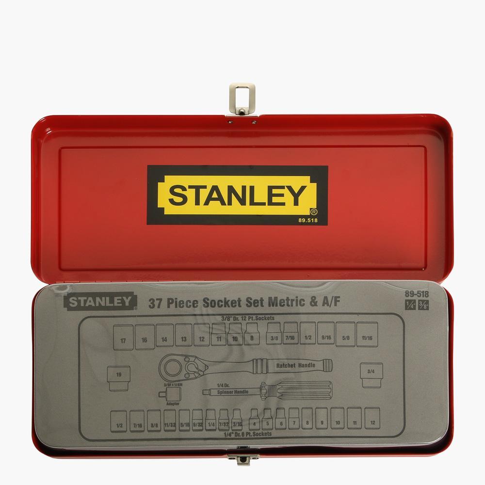 STANLEY 37 Piece A/F & Metric 1/4in. & 3/8in. Drive Socket Set